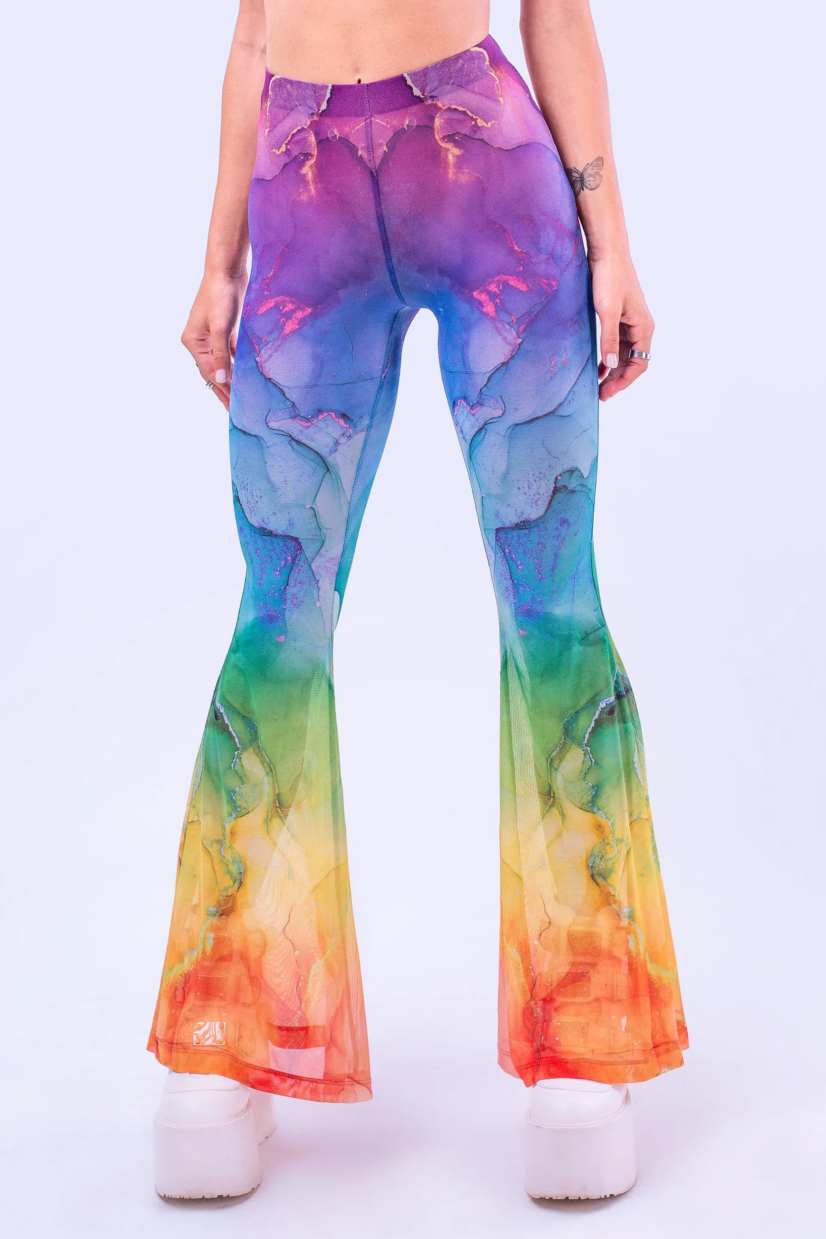 Rainbow Marble Bell Bottom And Sleeve Crossed Set