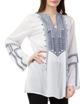 RAJ ALI EMBROIDERED TUNIC - WHITE