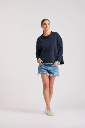 Raw Long Sleeve Sweatshirt | French Navy