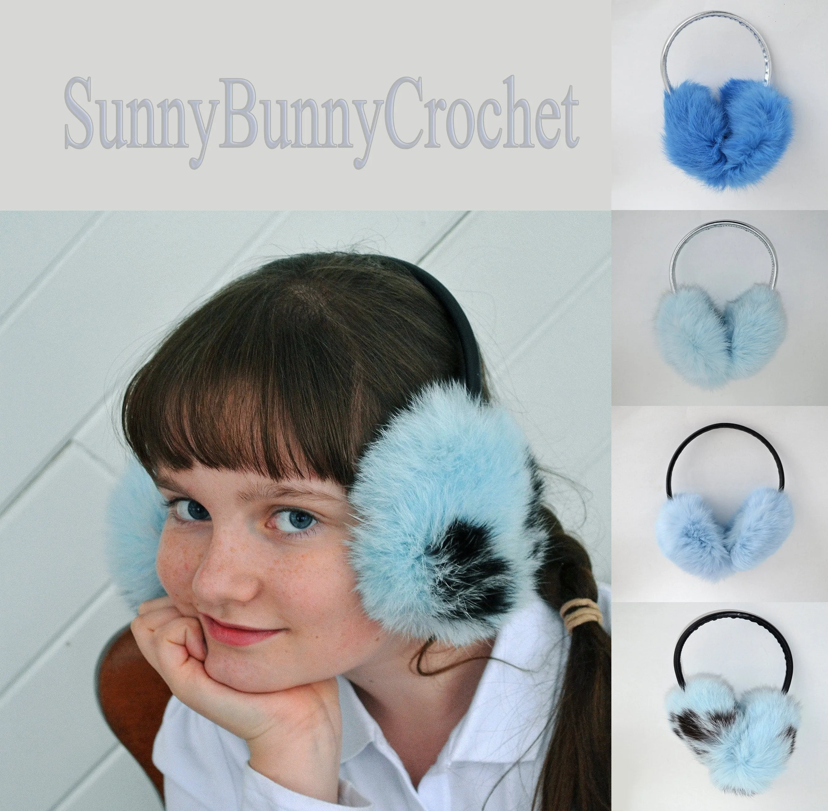 Real Fur Earmuffs, Rabbit Fur Ear Warmer, Blue Earmuffs, Large Ear Muffs, Fluffy Ear Muffs, Rabbit Fur Earmuffs, Ear Warmers, Royal Blue