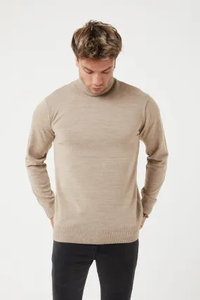 Recess Premium Tan Knit Turtle Neck Sweater