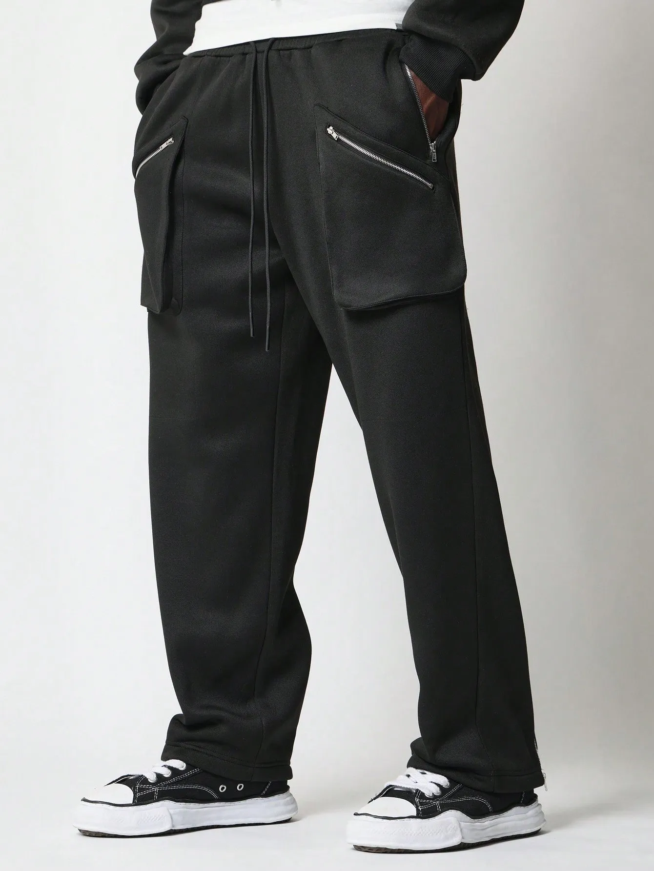 Regular Fit Sweatpants With Exposed Pockets