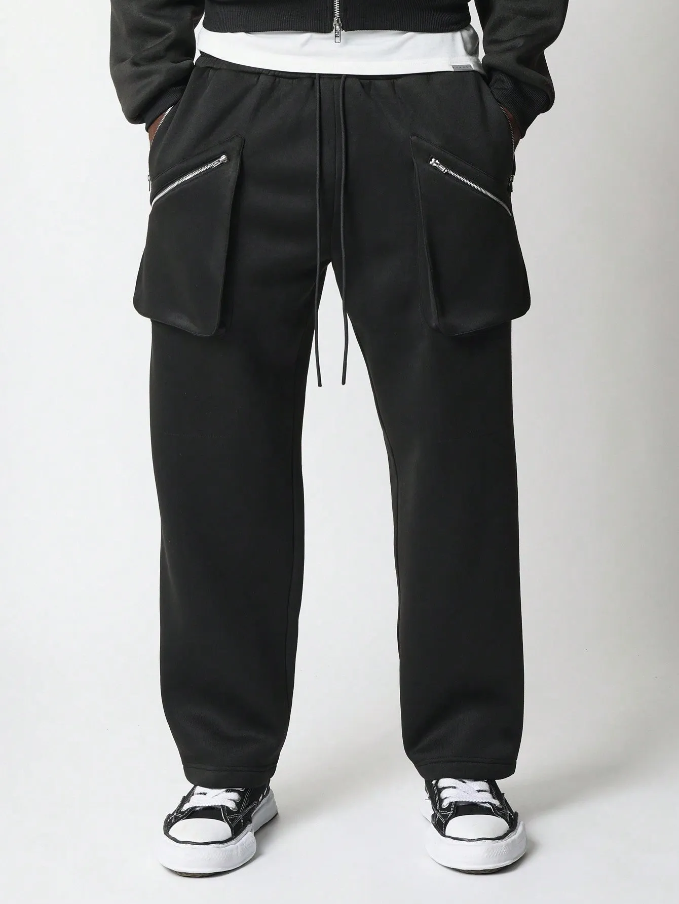 Regular Fit Sweatpants With Exposed Pockets