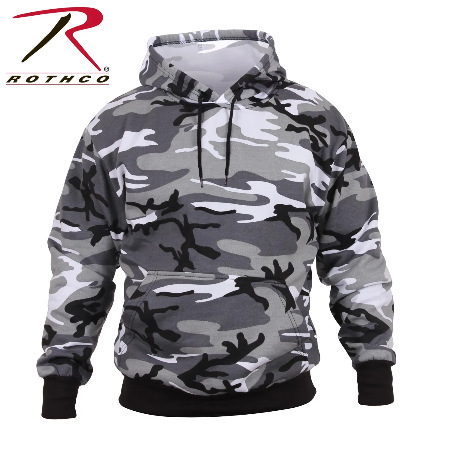 ROTHCO CAMO PULLOVER HOODED SWEATSHIRT - CITY CAMO - BLACK/GREY