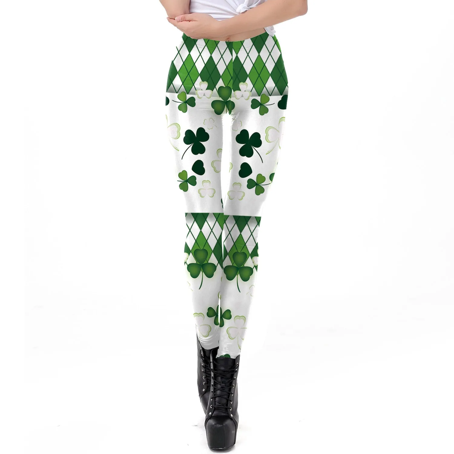 Saint Patrick's Day Matching Digital Printed Tight Waistband Sports Leggings