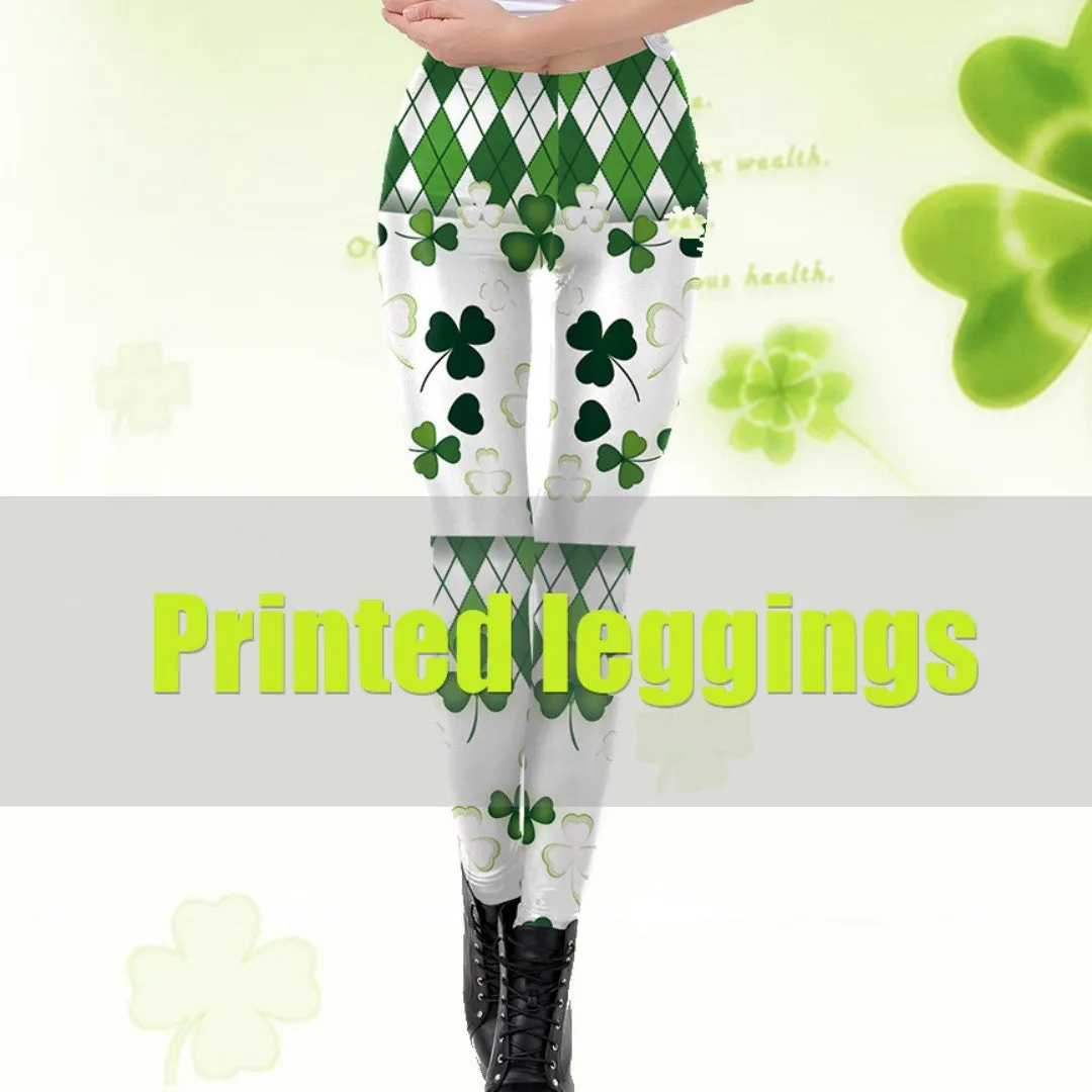 Saint Patrick's Day Matching Digital Printed Tight Waistband Sports Leggings