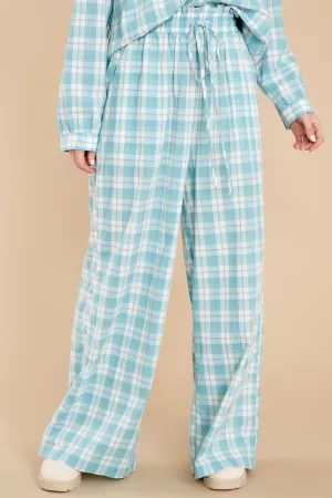 Snooze And Snuggle Teal Plaid Cotton Pajama Pants