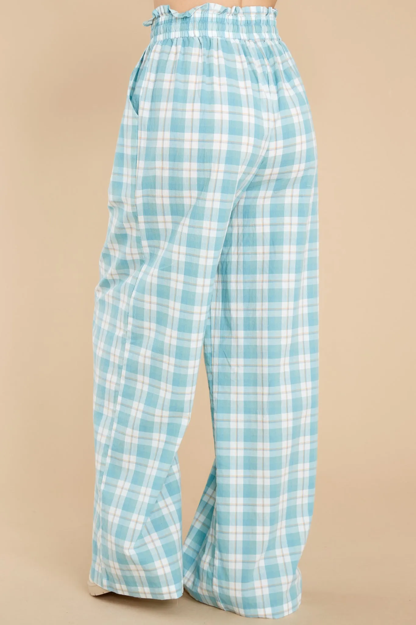 Snooze And Snuggle Teal Plaid Cotton Pajama Pants