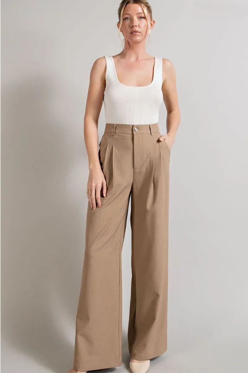 Straight Leg Pleated Pants