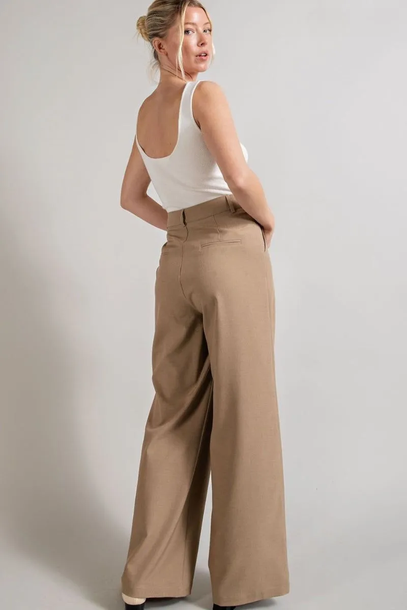 Straight Leg Pleated Pants