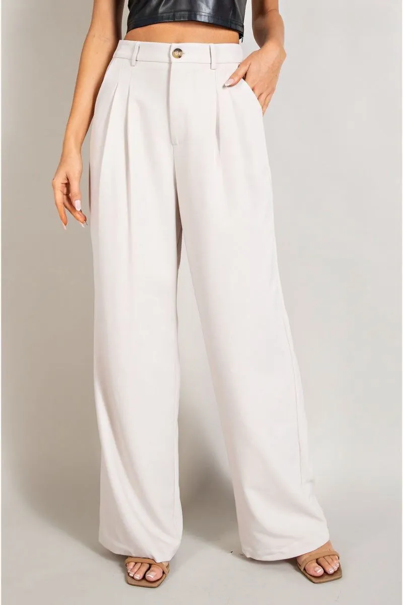 Straight Leg Pleated Pants