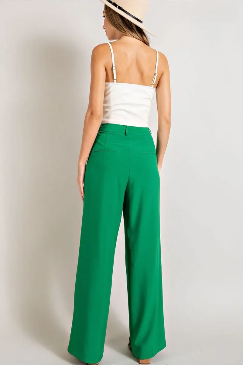 Straight Leg Pleated Pants