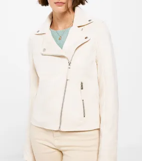 Suede Biker Jacket White