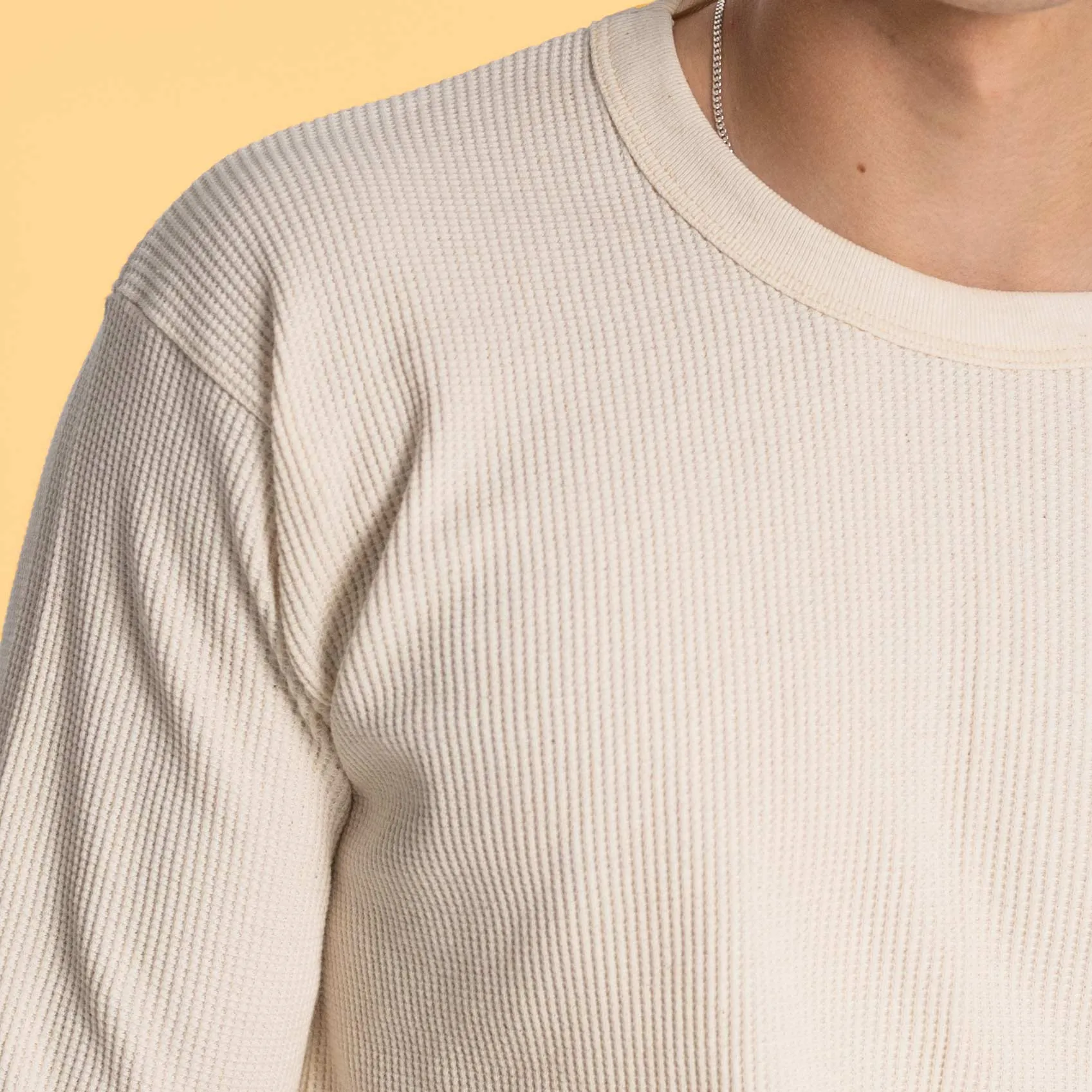 TACOMA 100% Organic Cotton Waffle Knit Long-Sleeve Pullover (Grown & Made USA)