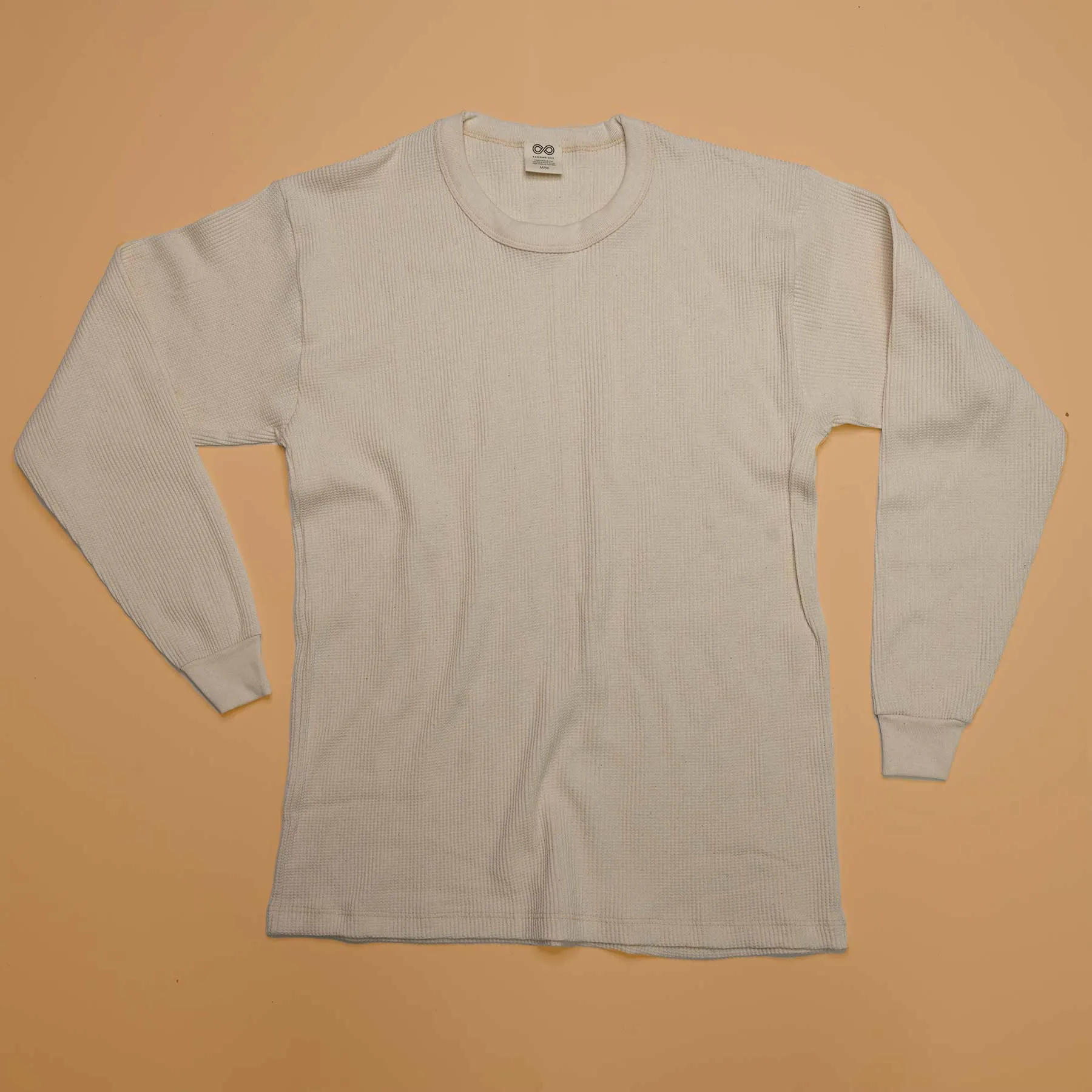 TACOMA 100% Organic Cotton Waffle Knit Long-Sleeve Pullover (Grown & Made USA)