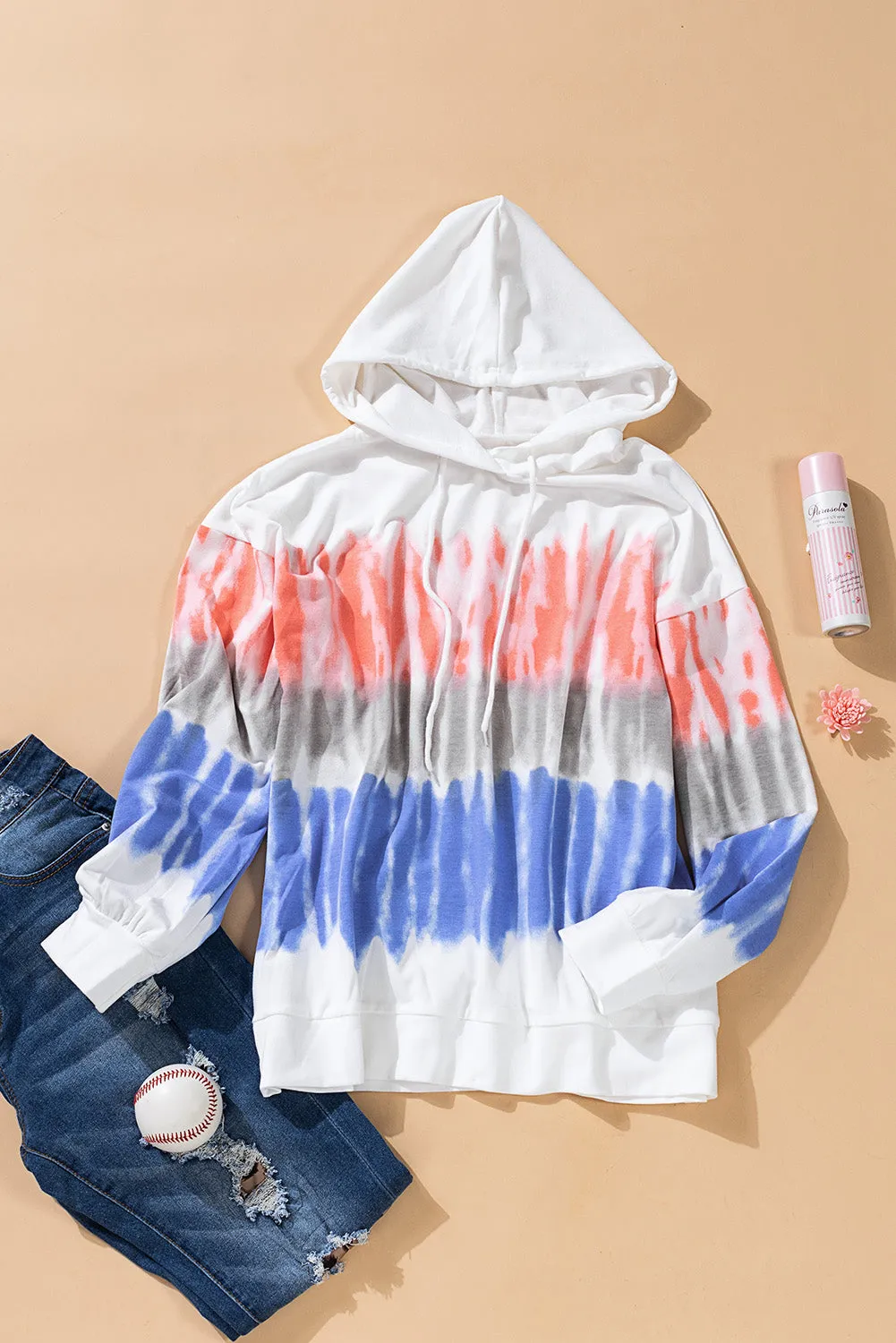 Tie-Dye Drawstring Pullover Hoodie