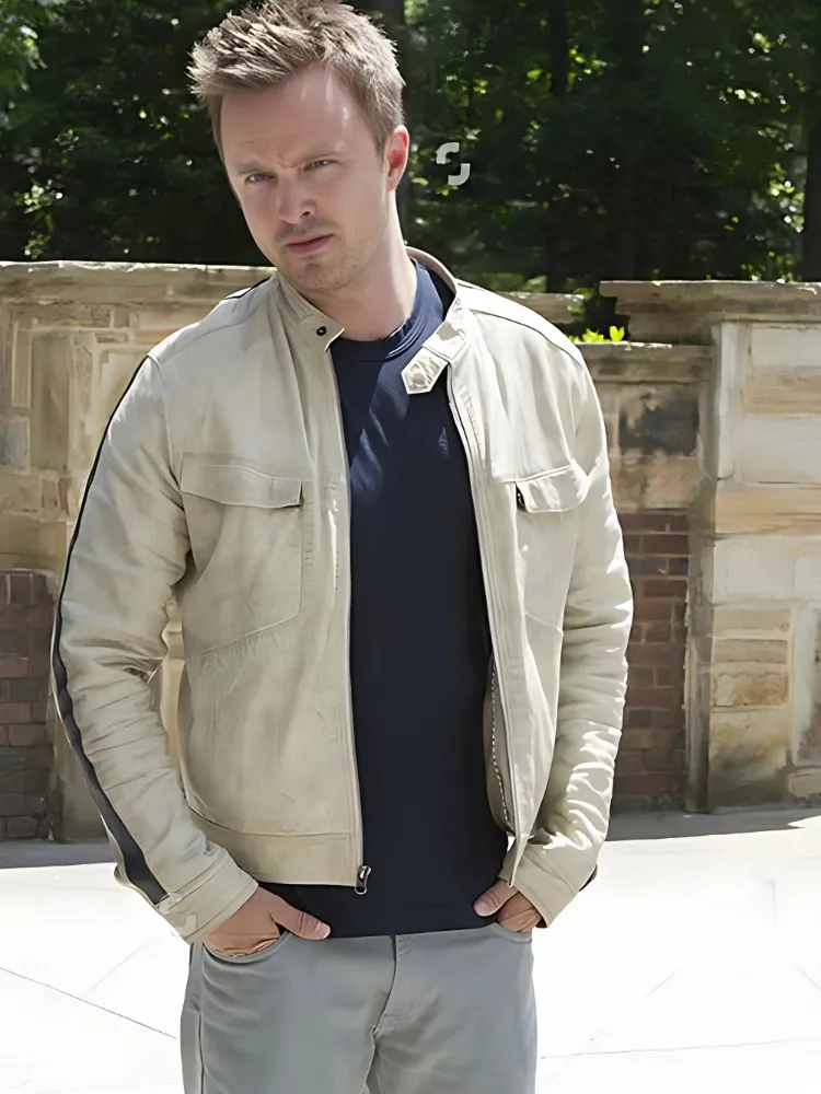 Tobey Marshall Need for Speed Aaron Paul White Leather Jacket