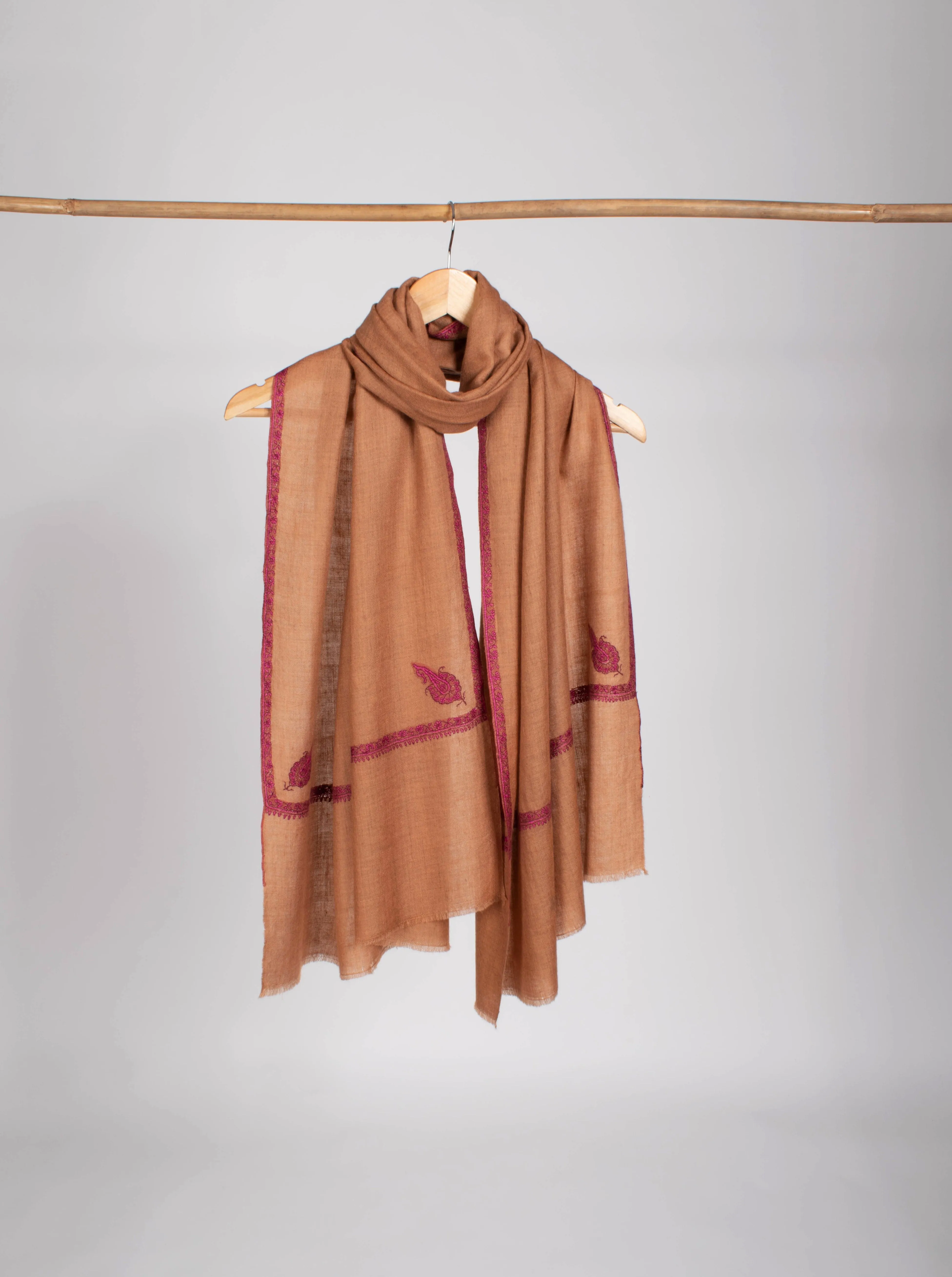 Traditional Border and Corner Motif Cashmere Scarf