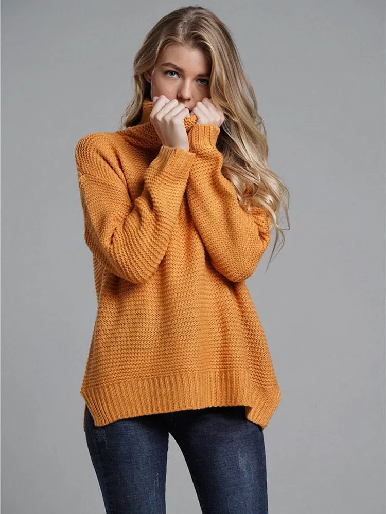 Trendy Knitted Turtleneck Sweater