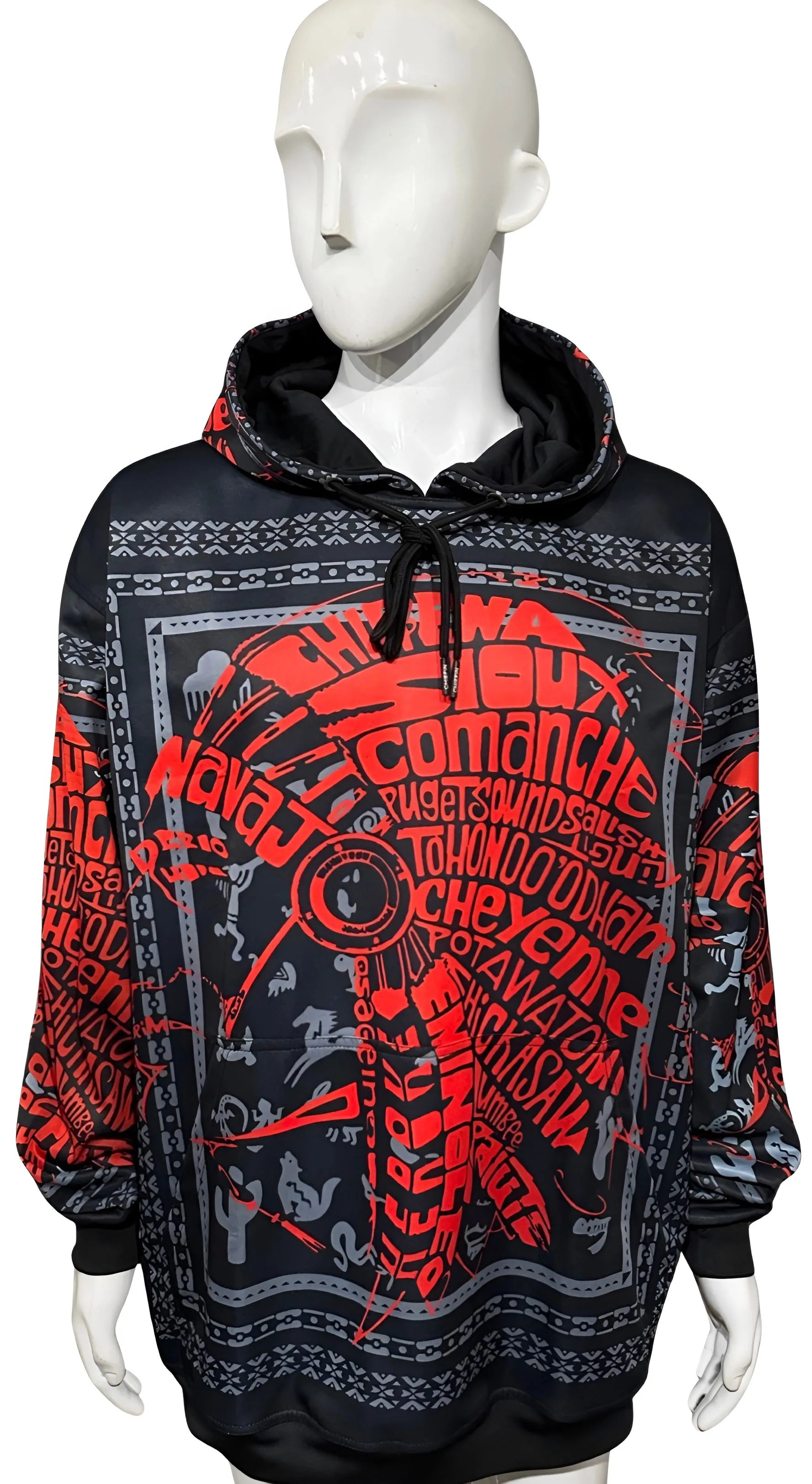 ^TRIBE VIBES^ (RED-GREY-BLACK) PULLOVER HOODIES