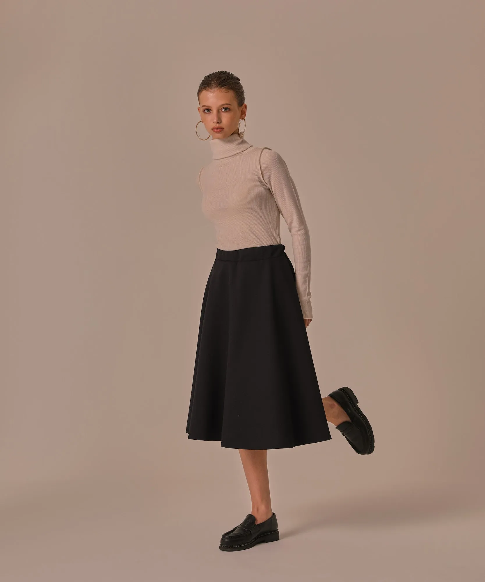 TURTLE NECK WOOL RIB KNIT TOPS