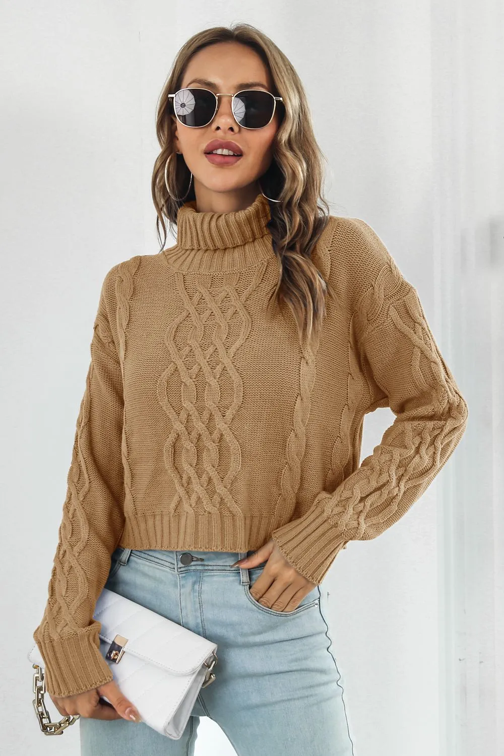 Turtleneck Dropped Shoulder Sweater