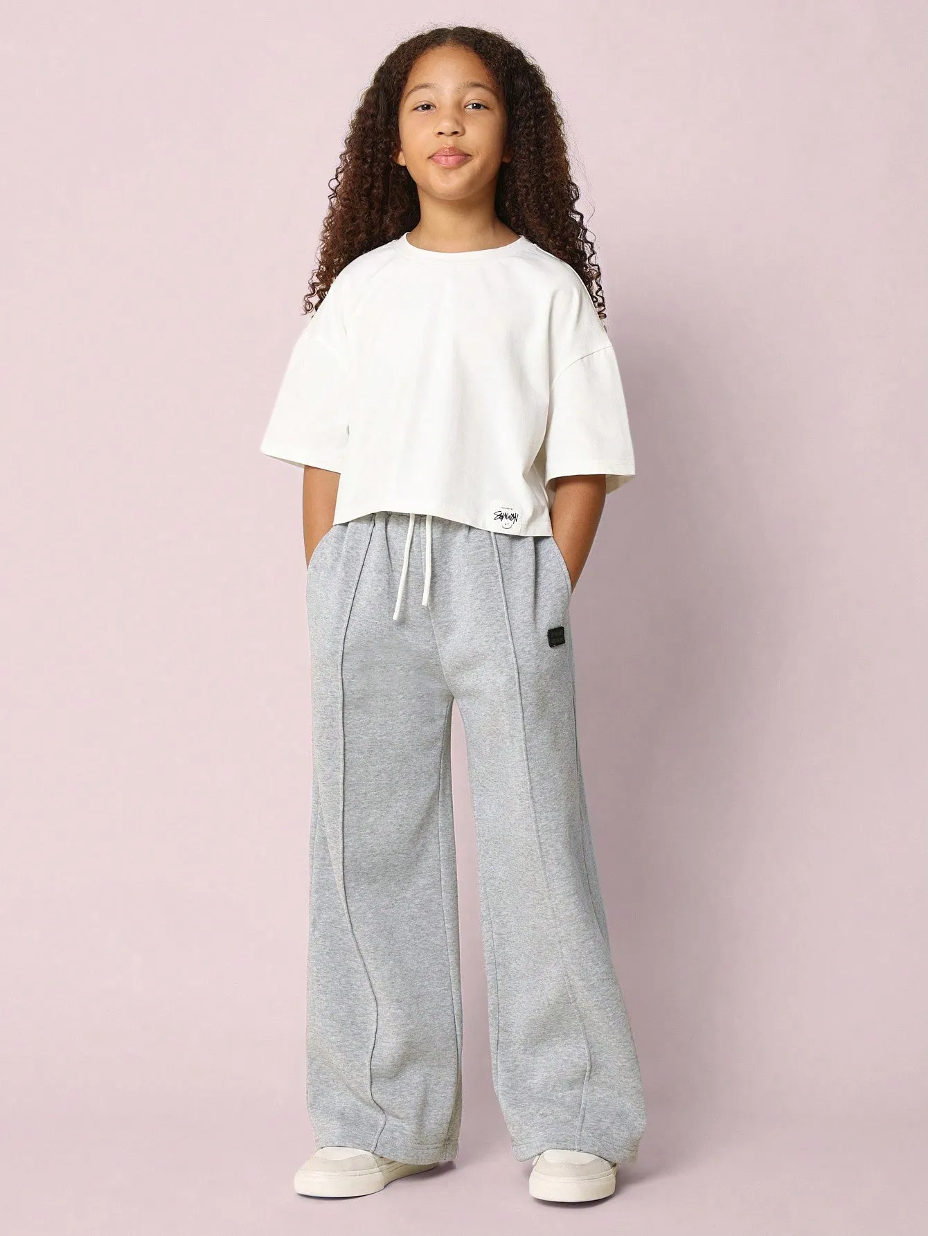 Tween Girls Comfy Wide Leg Pintuck Essential Sweatpants