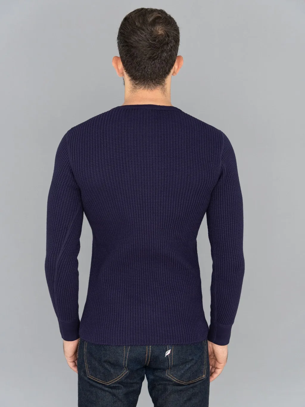 UES Thermal Big Waffle Henley T-Shirt Navy