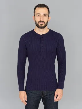 UES Thermal Big Waffle Henley T-Shirt Navy