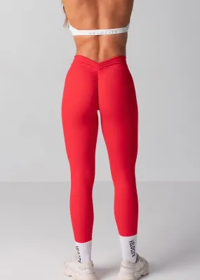 V SCRUNCH LEGGINGS - RED