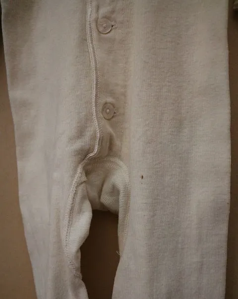 Vintage Child's Long Johns Union Suit Creamy Beige Neat