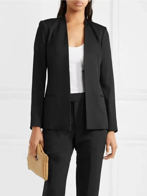 Wenkouban-Winter outfits Christmas Black Friday Padded Shoulder Slim Waist Suit Blazer