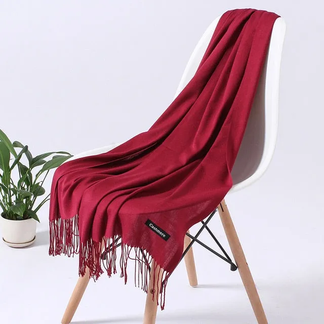 Winter Cashmere Tassel Scarf Printed Bandana Shawl