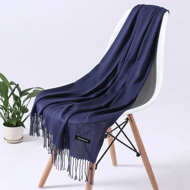 Winter Cashmere Tassel Scarf Printed Bandana Shawl