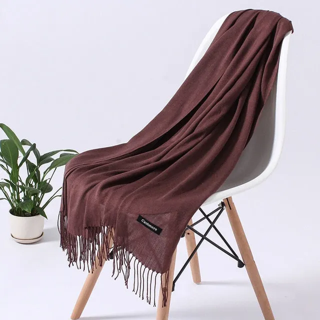 Winter Cashmere Tassel Scarf Printed Bandana Shawl