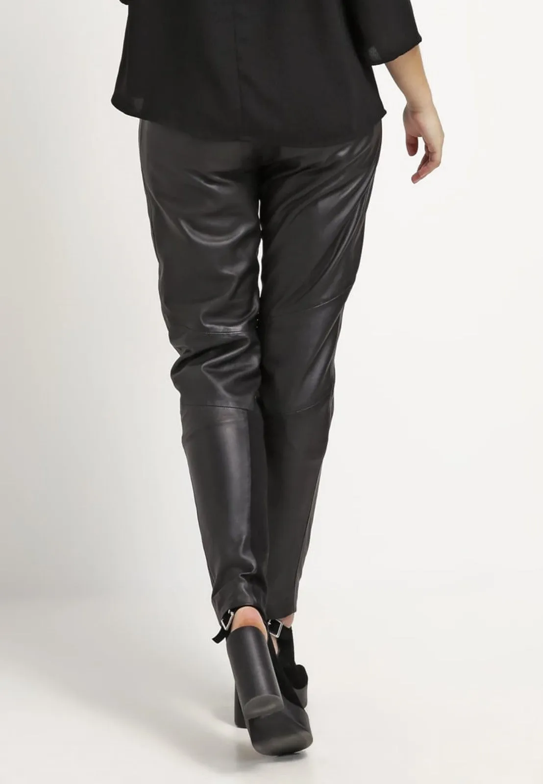 Women's Ankle Length Slim Fit Leather Pants WP16