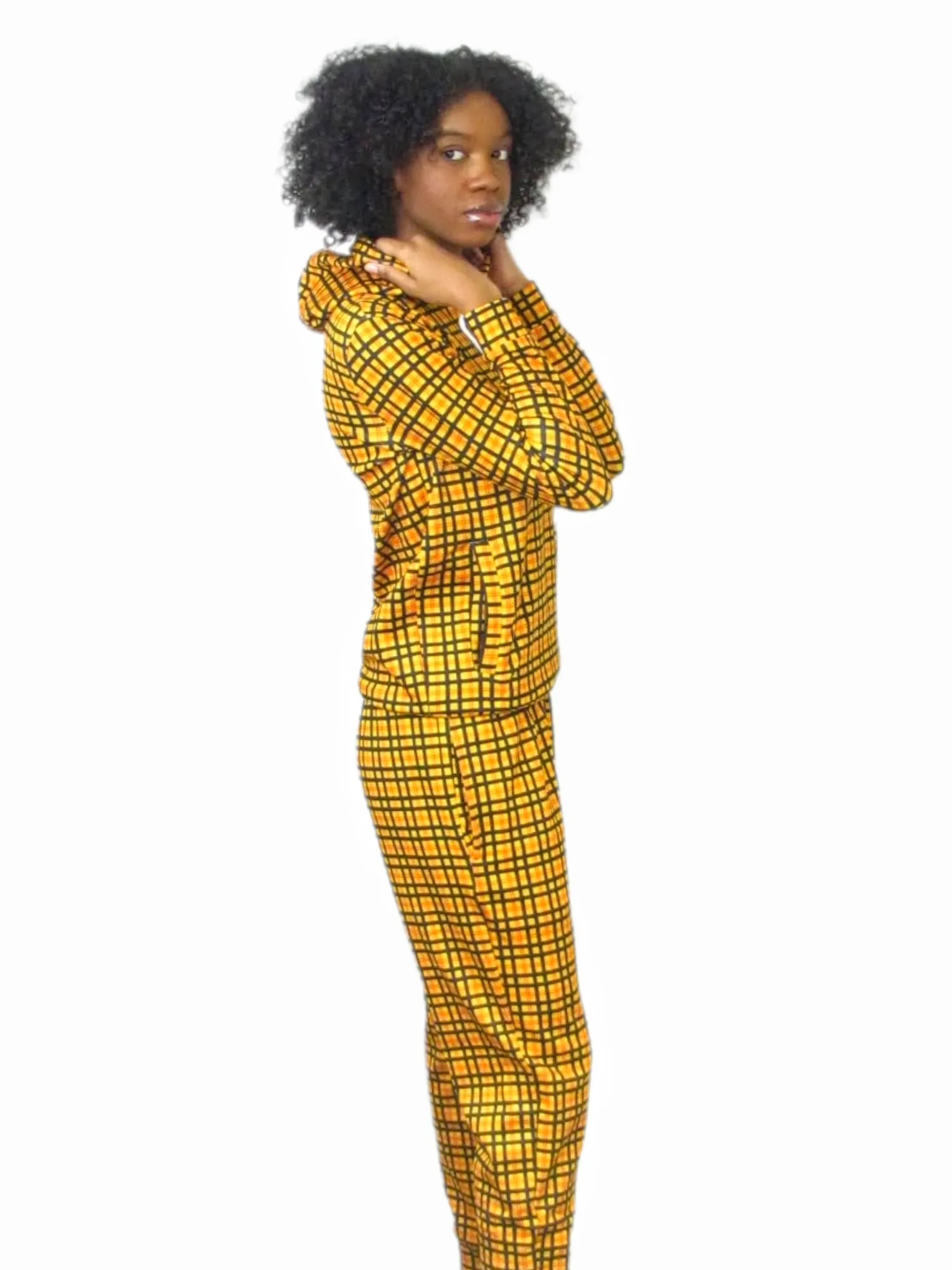 Women’s Casual Yellow Stripe Tracksuit Set – Bright & Comfortable Two-Piece Outfit