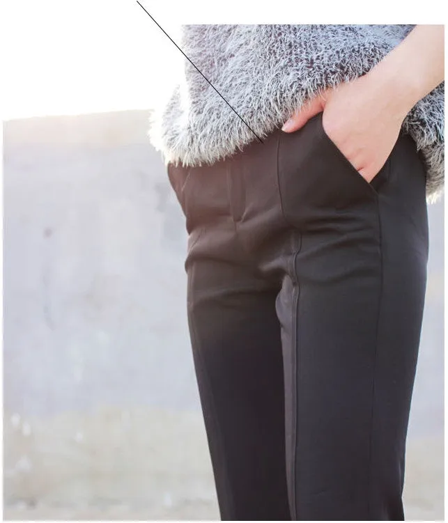 Women's Crepe Trouser Slim Fit Ankle Slit // pencil pants trousers