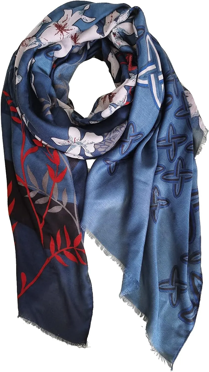 Womens Floral Print Scarf Winter Warm Pashmina Scarf Shawls