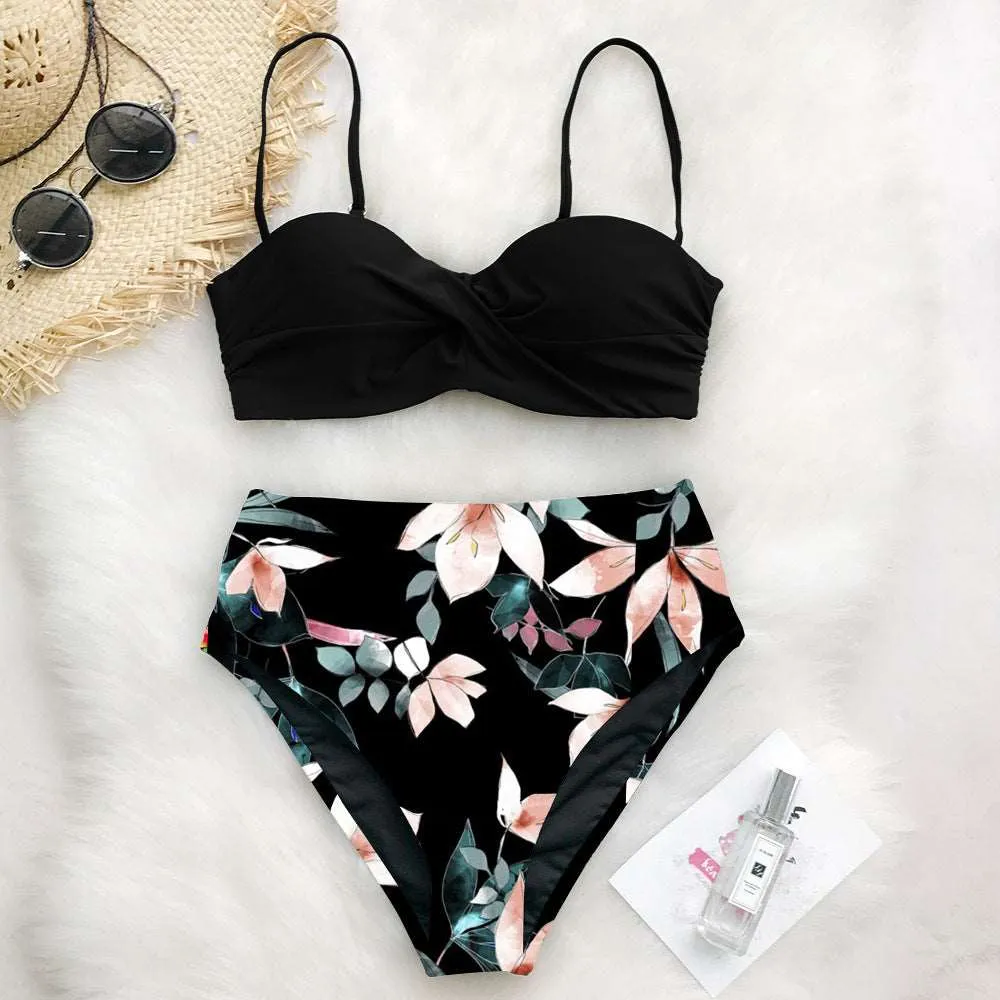 Women's High Waist Printed Bikini Swimsuit