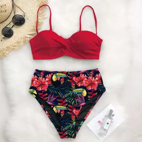 Women's High Waist Printed Bikini Swimsuit