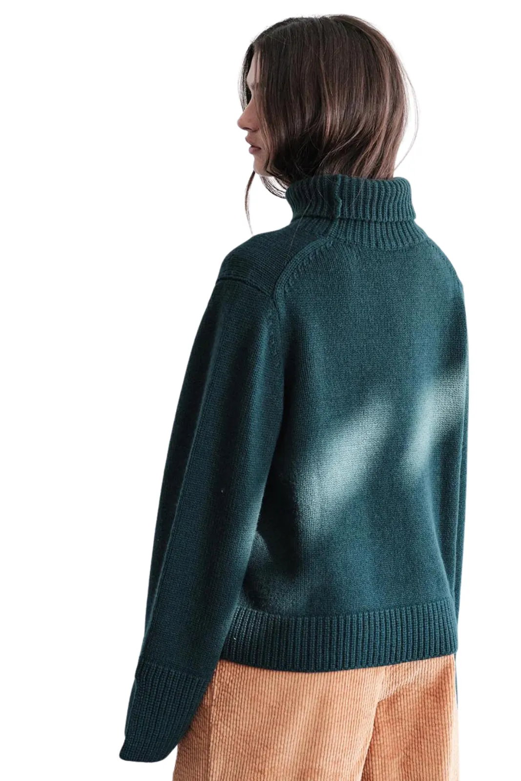 Wool/Cashmere Blend Turtleneck Sweater, Rainforest