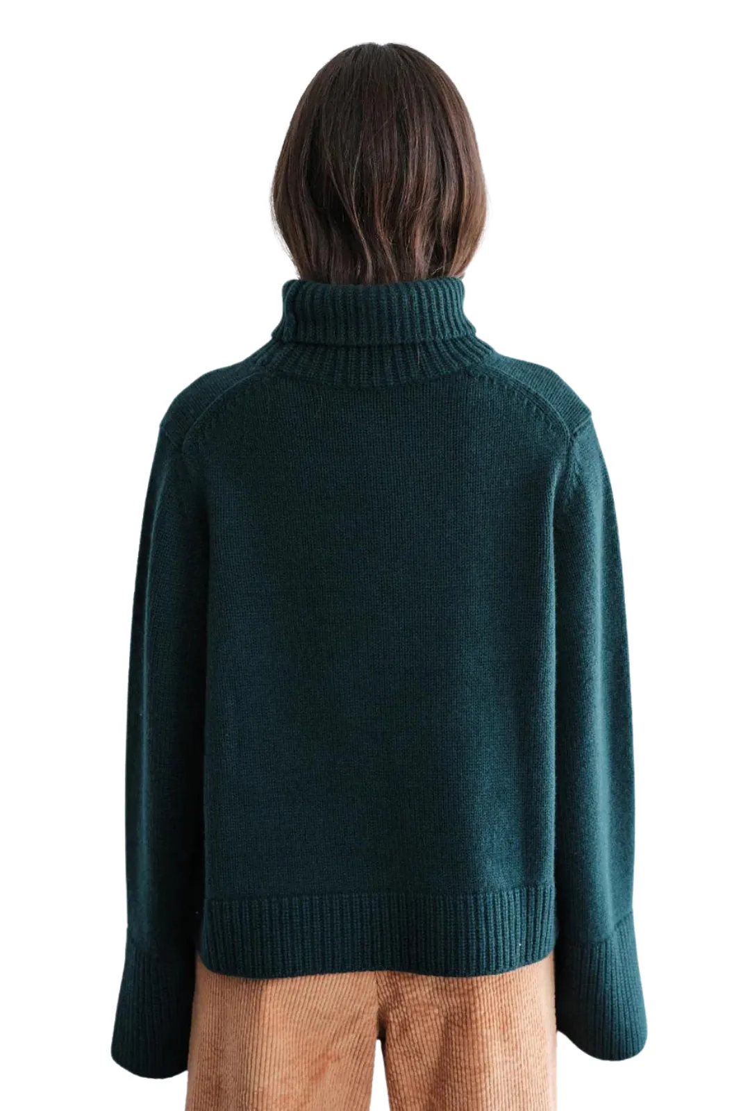 Wool/Cashmere Blend Turtleneck Sweater, Rainforest