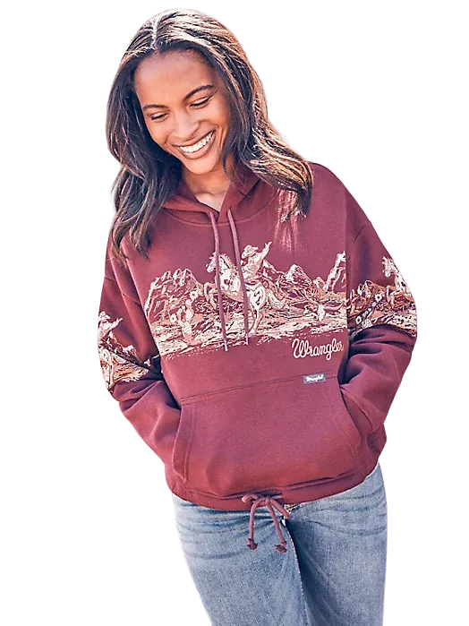 Wrangler Women's Retro Cowboy Panorama Graphic Hoodie